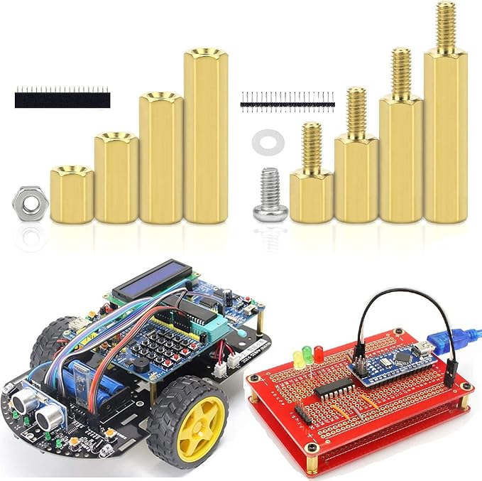 Set distantiere M3, 250 de bucati din alama, suruburi si piulite din otel inoxidabil, hexagonale, filet tata-mama, distantiere pentru pentru placa de baza Raspberry Pi si placa PCB