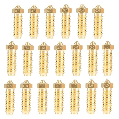 Set de 20 duze extrudare imprimanta 3D Kobra 3, Anycubic Kobra 3, Cobra 3 Combo, 8 buc 0, 4 mm si 3 cate buc de 0, 2 mm, 0, 6 mm, 0, 8 mm, 1, 0 mm fiecare, filet M6, pentru majoritatea materialelor de imprimare FDM