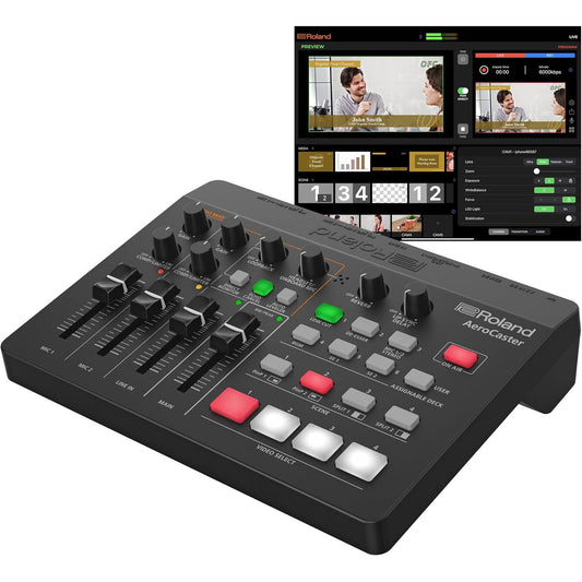 Sistem streaming live Roland AeroCaster VRC-01, sistem wireless multi-camera pentru transmisii video live, control hardware si interfata audio, compatibil iPad si smartphone, streaming YouTube/Facebook/Twitch, pana la 4 camere simultan, efecte tranzitie