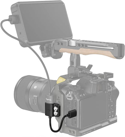 Adaptor de la cablu mini HDMI la HDMI mama, de la C la A, 4K, de 14 cm lungime, cu prindere si suruburi 1/4-20", pentru camere cu port mini HDMI precum Nikon Z6, Z7, D780, Canon EOS RP, 5D Mark IV
