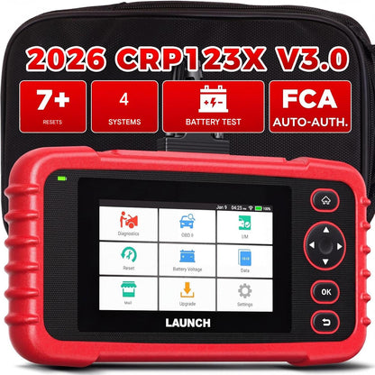 Tester diagnostic auto LAUNCH CRP123X Elite V3.0, scanner OBD2 profesional, Android 8.1, ecran tactil 5 inch, diagnosticare 4 sisteme ECU, 7 functii resetare service, EPB, DPF, BMS, SAS, ulei, citire VIN, WiFi