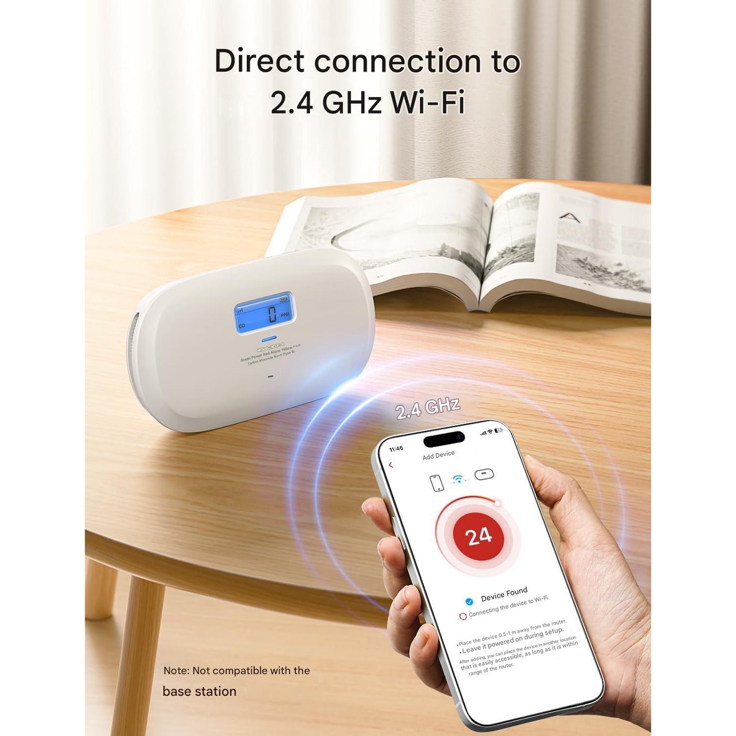 Detector inteligent de monoxid de carbon X-Sense XC0C-iR, Wi-Fi 2.4GHz, senzor electrochimic, afisaj LCD, alerte in timp real pe telefon, baterie inlocuibila, montaj perete sau portabil