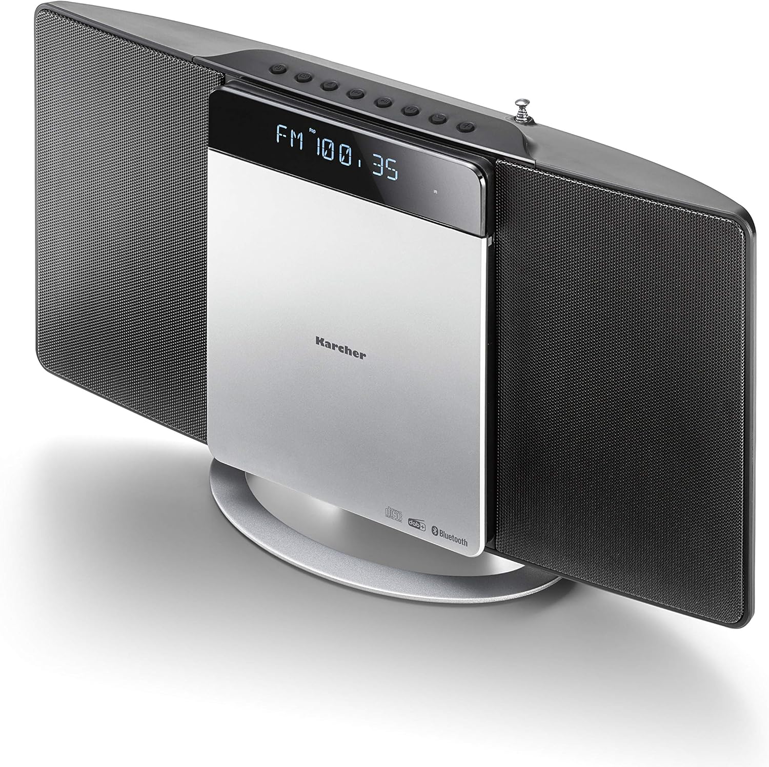 Sistem audio vertical cu CD Player, Karcher MC 6580D Compact, DAB+/FM, Bluetooth, USB si AUX-In, radio digital cu memorie posturi, afisaj LCD Dimbil, telecomanda inclusa, negru