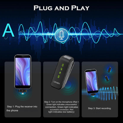 Set 2 microfoane lavaliera pentru iPhone, iPad si Android, sunet omnidirectional 360º, cu statie de incarcare, plug & play, sistem reducere zgomot, wireless 2.4G, indicator nivel baterie, incarcare USB-C, portabil, negru