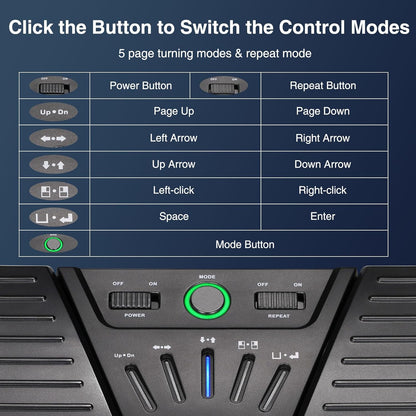Pedala intoarcere pagina partitura, dispozitiv de comutare wireless, Blueetooth, reincarcabil, 5 moduri de lucru, silentios, pentru Windows, macOS, Android, iOS, smartphone, tableta, PC