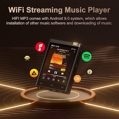 MP3 Player 80GB, Bluetooth V4.1, Wifi, ecran 2, 8 inch, sunet HiFi, Lossless DSD512, acumulator 1450 mAh, 15 ore de redare, memorie 16 GB si card 64 GB, suporta card pana la 1 TB, cu Android Spotify