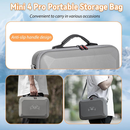 Husa de protectie drona DJI Mini 4 Pro si controler DJI RC 2, geanta de transport impermeabila, portabila 32 x 24 x 9 cm, rezistenta la socuri, cu maner si curea de umar, gri