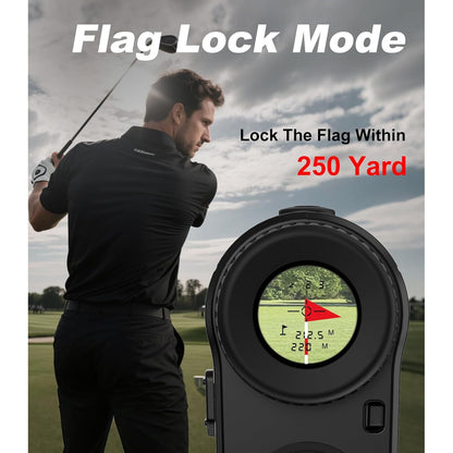 Telemetru laser Golf 1000Y, marire 6x, functie Slope/Inclinare, blocare tinta cu confirmare prin vibratie, reincarcabil USB, scanare continua, afisaj LCD HD, precizie ±1 Yard, pentru golf si vanatoare