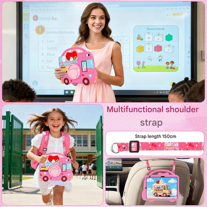 Husa pentru iPad a 11-a generație (A16) 2025 / iPad a 10-a generatie 10.9 2022, pentru fete, cu design dragut inghetata, deserturi, cu curea de umar rotativa, suport, protectie din silicon, roz
