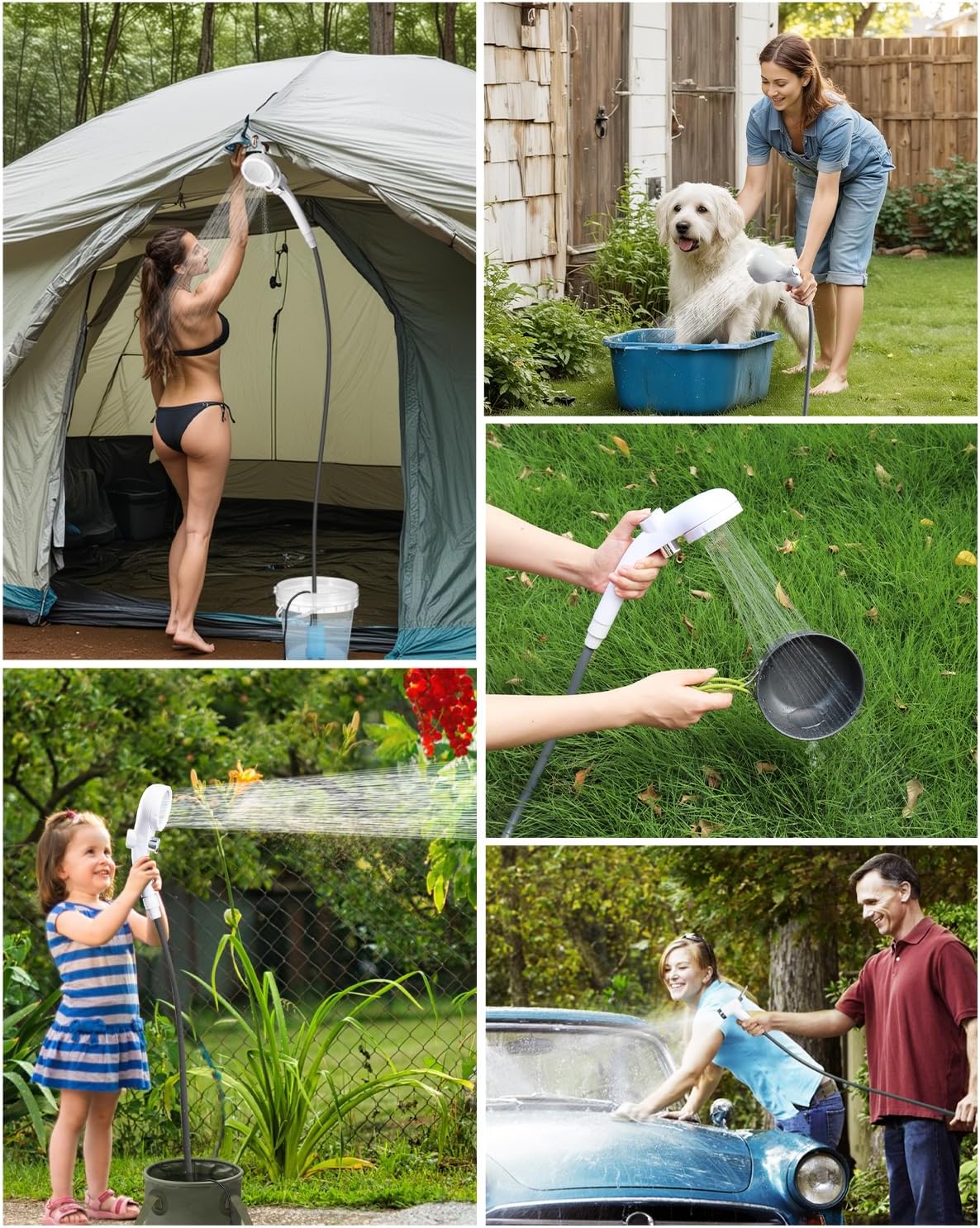 Dus portabil pentru camping 12-24 V, cu pompa electrica si acumulator reincarcabil de 4500 mAh, debit 0-8L/min reglabil, impermeabil, pentru drumetii, pescuit, spalat auto, animale, albastru