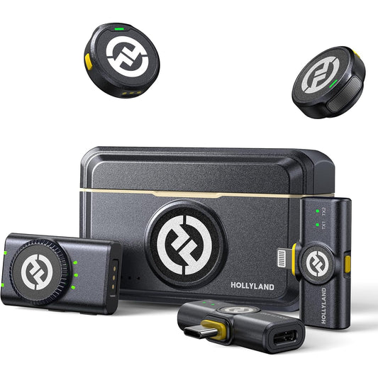 Set microfon lavaliera cu 2 microfoane mini si 3 receptoare, HiFi 48 kHz/24 bit, functie reducere zgomot, distanta transmisie 300 m, utilizare pana la 40 ore, pentru camera, iPhone, Android, PC