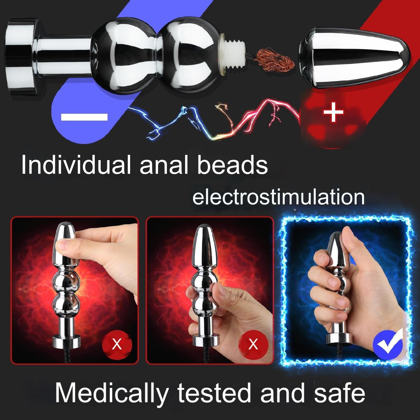 Set 2 dop anal si 4 inele penis cu electrostimulare, butt plug cu telecomanda, 8 moduri si 20 de intensitati, jucarii sexuale pentru barbati si femei