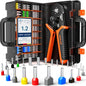 Cleste de sertizare patrata SOMELINE cu 1415 terminale conductori izolate 0,25-10 mm², 24 de tipuri, mecanism clichet autoreglabil, falci patrate profesionale, forta reglabila, manson nailon, cupru cositorit, in cutie de depozitare si transport