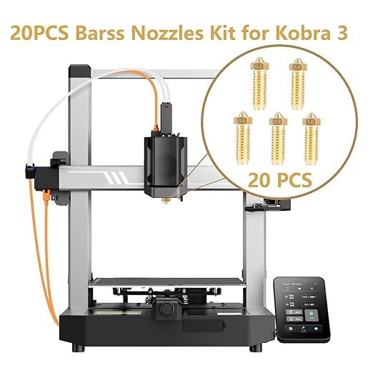 Set de 20 duze extrudare imprimanta 3D Kobra 3, Anycubic Kobra 3, Cobra 3 Combo, 8 buc 0, 4 mm si 3 cate buc de 0, 2 mm, 0, 6 mm, 0, 8 mm, 1, 0 mm fiecare, filet M6, pentru majoritatea materialelor de imprimare FDM