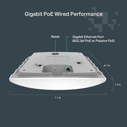 Access Point TP-Link Festa F52 AC1350, WiFi 5 Dual Band, administrare cloud, PoE, port Gigabit, retea guest, VPN, VLAN, mesh, roaming, adaptor PoE inclus