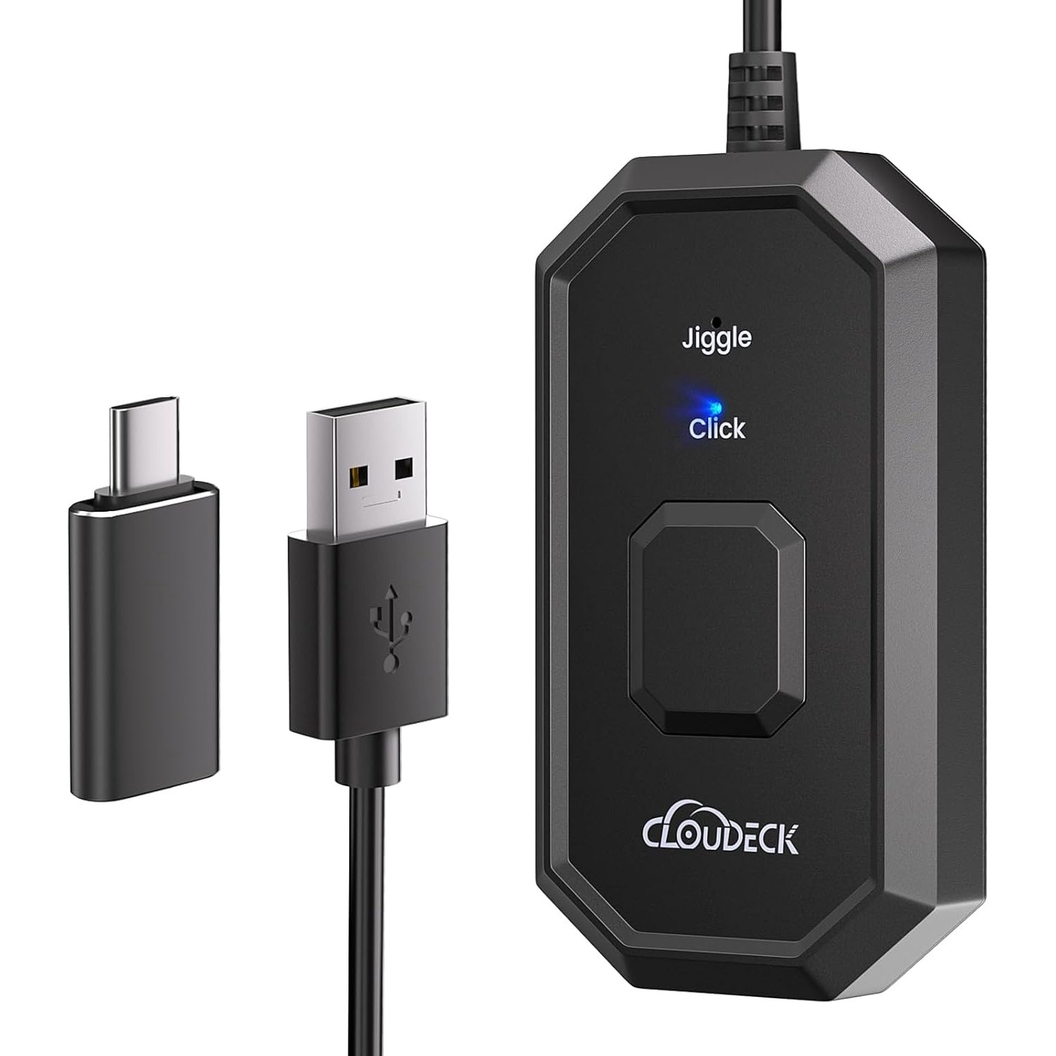 Jiggler mouse 2 in 1 functie auto click si simuleaza miscarea mouseului, nedetectabil, cu adaptor USB-C, Plug & Play, pentru computer, laptop, PC