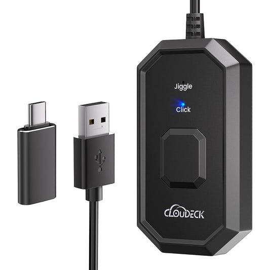 Jiggler mouse 2 in 1 functie auto click si simuleaza miscarea mouseului, nedetectabil, cu adaptor USB-C, Plug & Play, pentru computer, laptop, PC