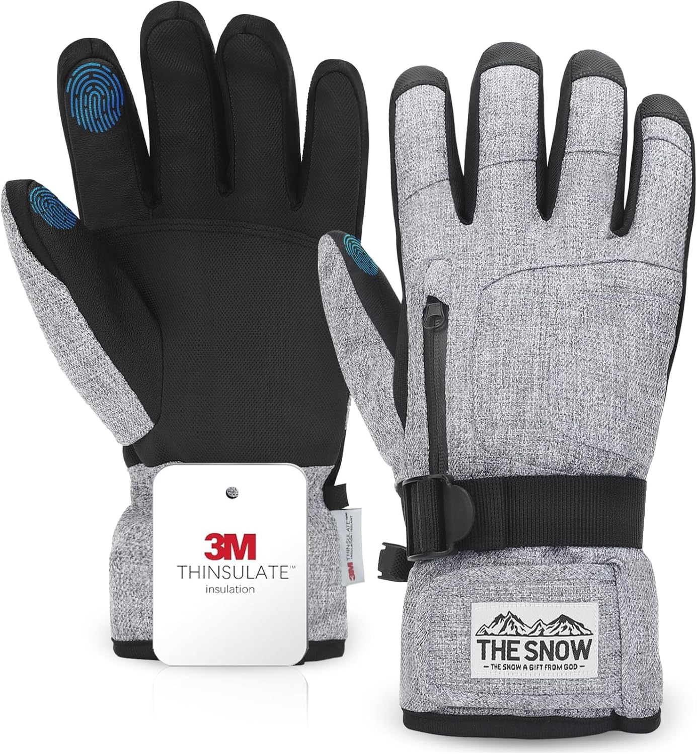 Manusi de iarna impermeabile, compatibile touchscreen, material respirabil, rezistente la vant, cu buzunar, pentru schi, snowboarding, drumetii, ciclism