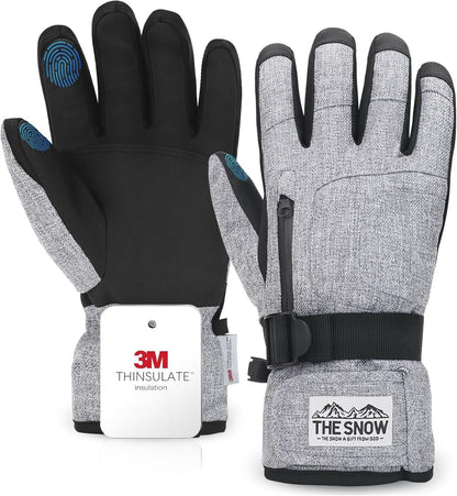 Manusi de iarna impermeabile, compatibile touchscreen, material respirabil, rezistente la vant, cu buzunar, pentru schi, snowboarding, drumetii, ciclism