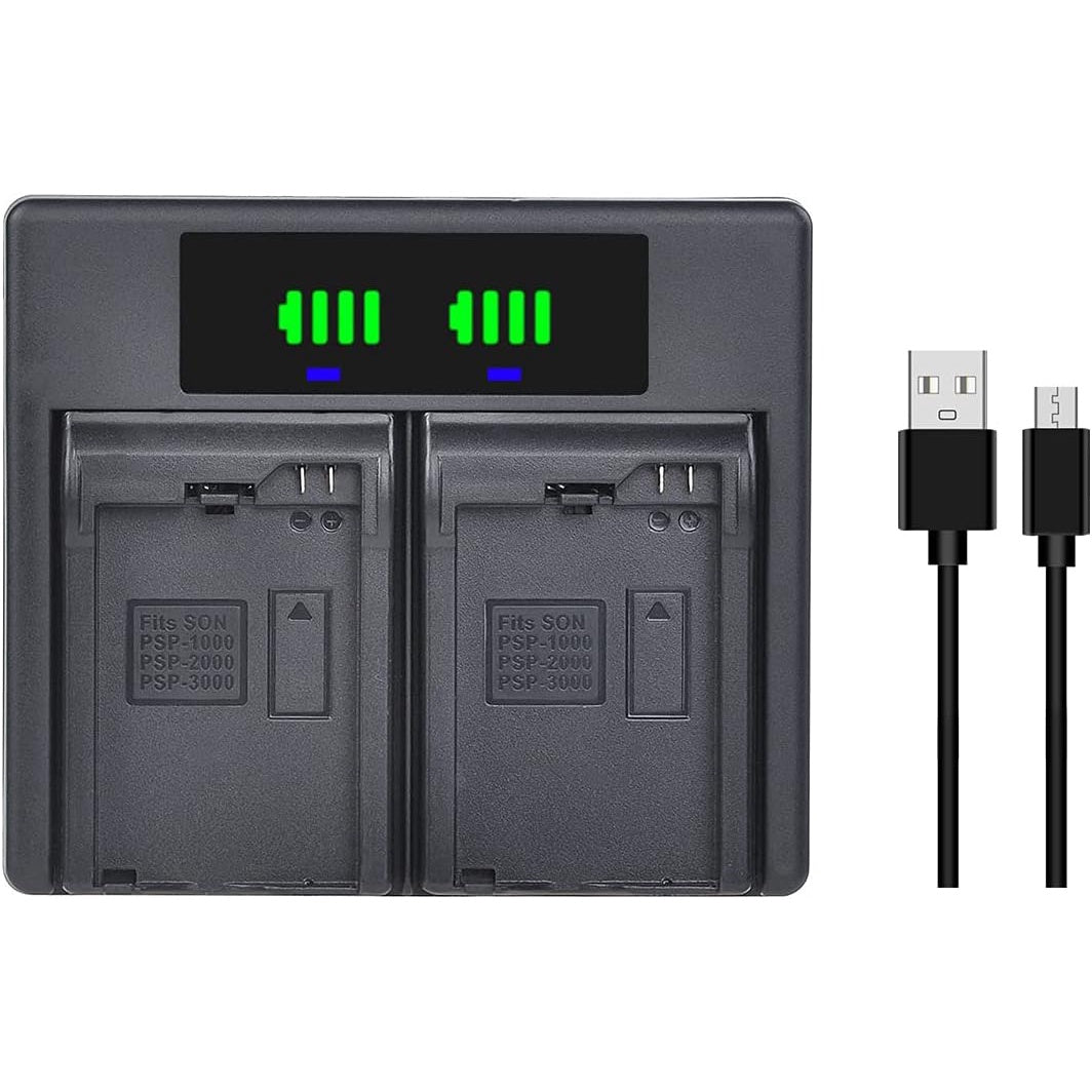 Set de 2 acumulatori 3600 mAh cu incarcator dual, inlocuieste PSP-110, pentru Sony PSP 1000, 1001, 1002, 1003, 1004, 1005, 1006, 1007, 1008, 1010
