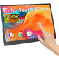 Monitor portabil 15.6 inch cu touchscreen, ecran IPS FullHD 1080P, HDR Dinamic, contrast 1000:1, 16, 7 milioane culori, cu port HDMI, USB-C si USB-A, pentru laptop, PC, smartphone Android, Mac