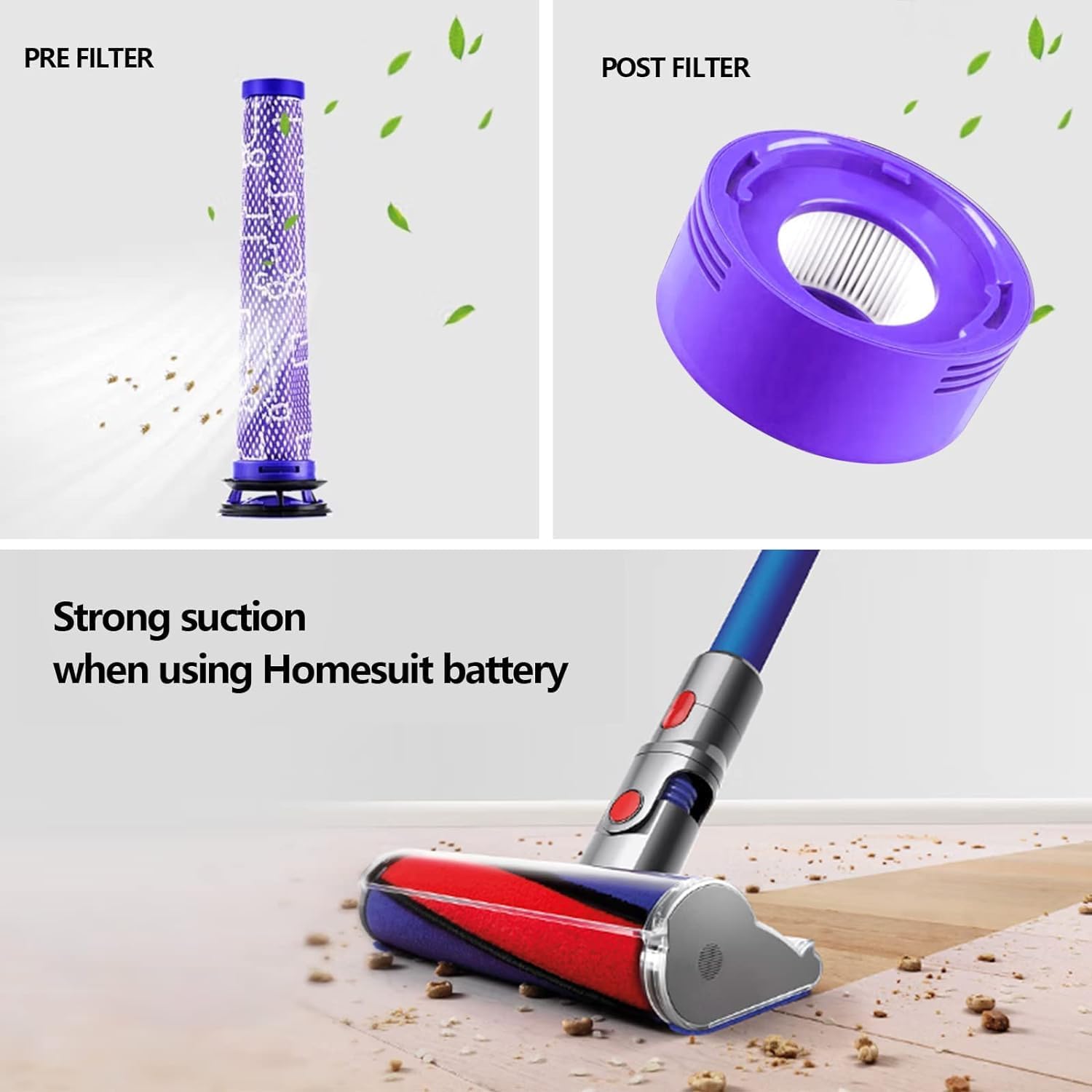 Acumulator 4600 mAh pentru Dyson V8, baterie 21, 6 V compatibila cu Dyson V8 Animal, V8 Absolute, V8 Motorhead SV10, cu filtru inclus
