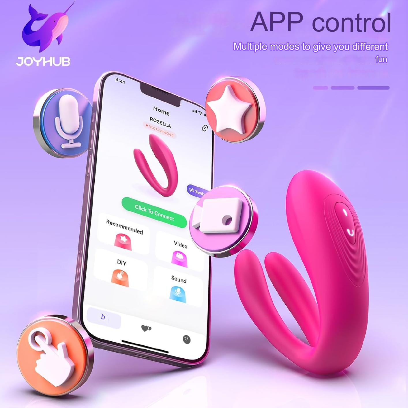 Vibrator pentru femei cu stimulator clitoris si control prin aplicatie telefon, impermeabil IPX7, 10 moduri vibratie, dildo erotic pentru cupluri, silentios