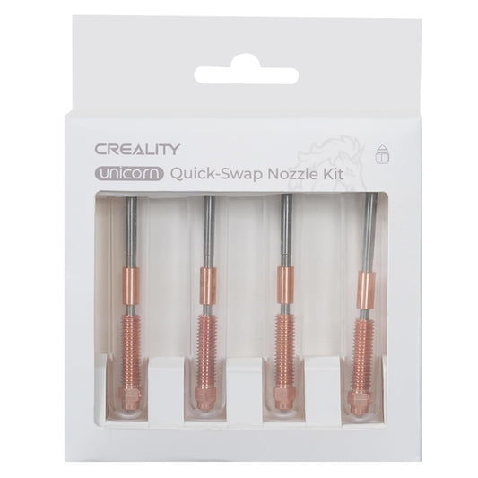 Set 4 duze Creality Unicorn pentru imprimanta 3D, debit mare pentru imprimare high-speed, 2 duze 0.4 mm, 1 duza 0.6 mm, 1 duza 0.8 mm, compatibil K1C si Ender 3 V3, din aliaj de cupru, otel calit si titan