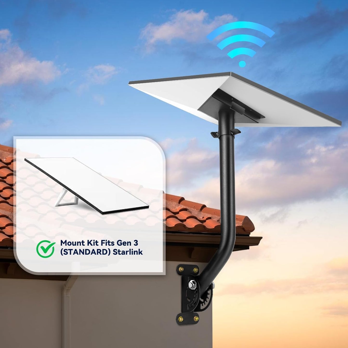 Suport pentru antena StarLink Gen 3, montura ajustabila 360°, cu accesorii de fixare, stabila si durabila, din metal, neagra