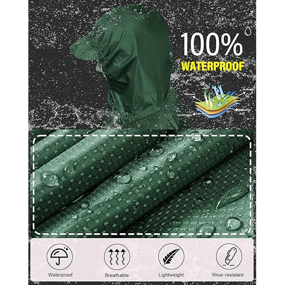 Pelerina de ploaie impermeabila 3 in 1 cu gluga si cozoroc, jacheta reutilizabila, poncho multifunctional, de buzunar, functie de cort, pentru drumetii, camping si natura