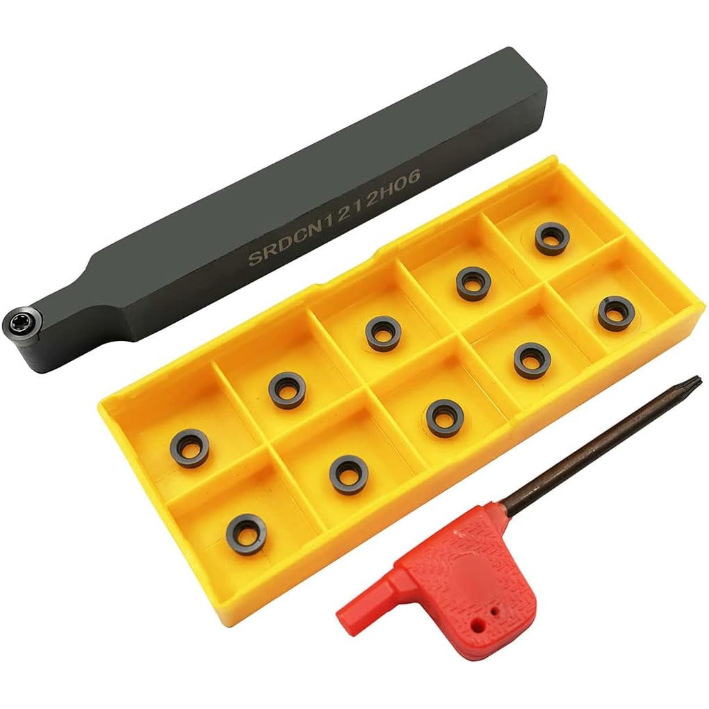 Set cutit de strung cu placute amovibile rotunde, 11 piese de strunjit din carbura RCMT060204 MO si bara de 12 mm/100 mm, multifunctional