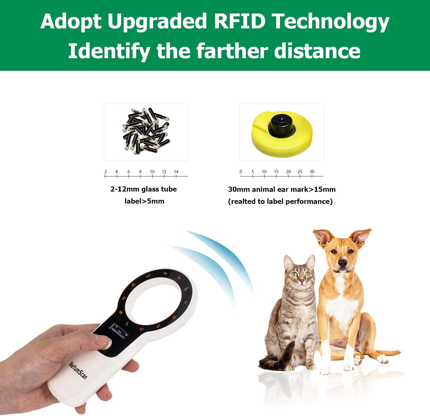 Cititor cipuri animale portabil, cu display OLED, reincarcabil, suporta tehnologie ISO 11784/11785 si ID64 RFID, stocare date, pentru caini, pisici si crotalii ureche