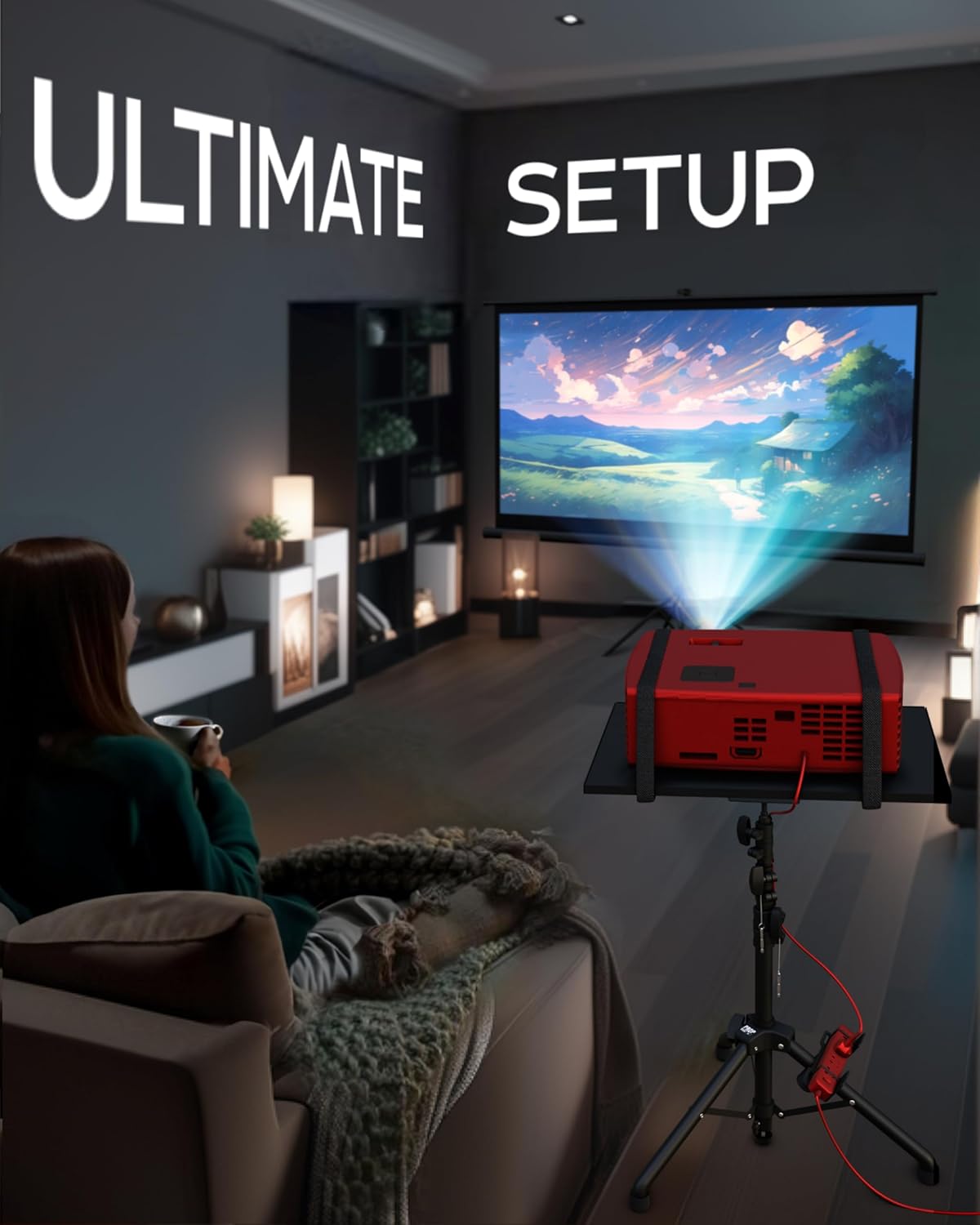 Suport videoproiector/laptop, stand cu inaltime reglabila 66-150 cm, functie trepied, cu cap bila rotativ 360°, tavita pliabila, 6 kg greutate suportata, multifunctional