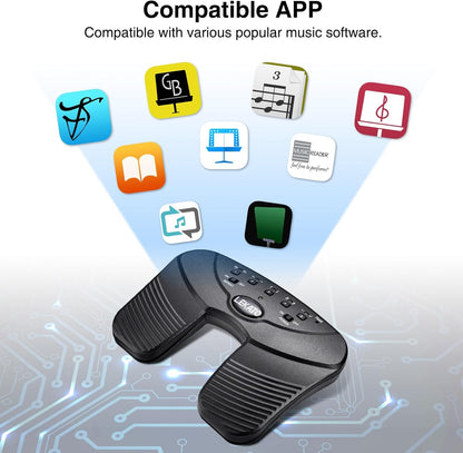 Pedala comutatoare de intors partituri, dispozitiv Bluetooth cu 5 moduri functionare, portabil cu acumulator reincarcabil, silentios, compatibil Windows, Android, iOS