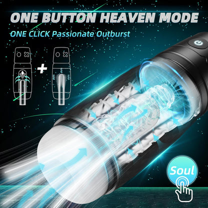 Masturbator 2 in 1 pompa cu vacuum pentru barbati cu 4 moduri vibratie si 3 moduri suctiune, cu insertie de silicon lavabila, portabil, negru