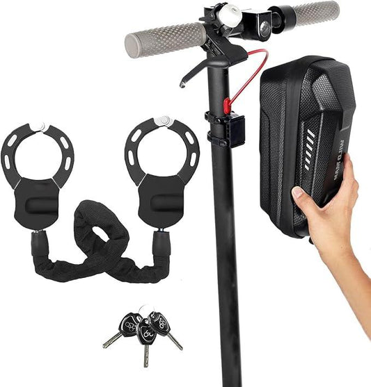 Antifurt tip catuse cu geanta de depozitare 4L, din otel calit, lungime de 91 cm, diametru 0, 6 cm, protectie din silicon, geanta cu carcasa rigida, montare rapida, lacat tip catuse pentru trotinete electrice, biciclete electrice, motociclete
