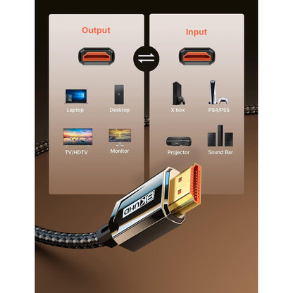 Cablu HDMI 2.1 8K@60Hz, 48 Gbps, 4K@120Hz, EARC HDR10, HDCP 2.2 & 2.3 3D, HDR Dinamic, DTS:X, compatibil cu PS5 / PS4 / Xbox / UHDTV / Player Blu-Ray, PC