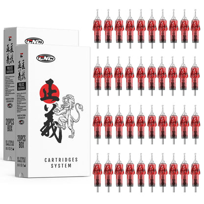 Set 40 ace de tatuat tip cartus, 8 tipuri modul ace Bug Pin 1203RL, 1205RL, 1207RL, 1209RL, 1007RS, 1009RS 1207RS, 1209RS, din otel inoxidabil 316, pentru linii, contur, umplere, EN04X-40KIT-FG