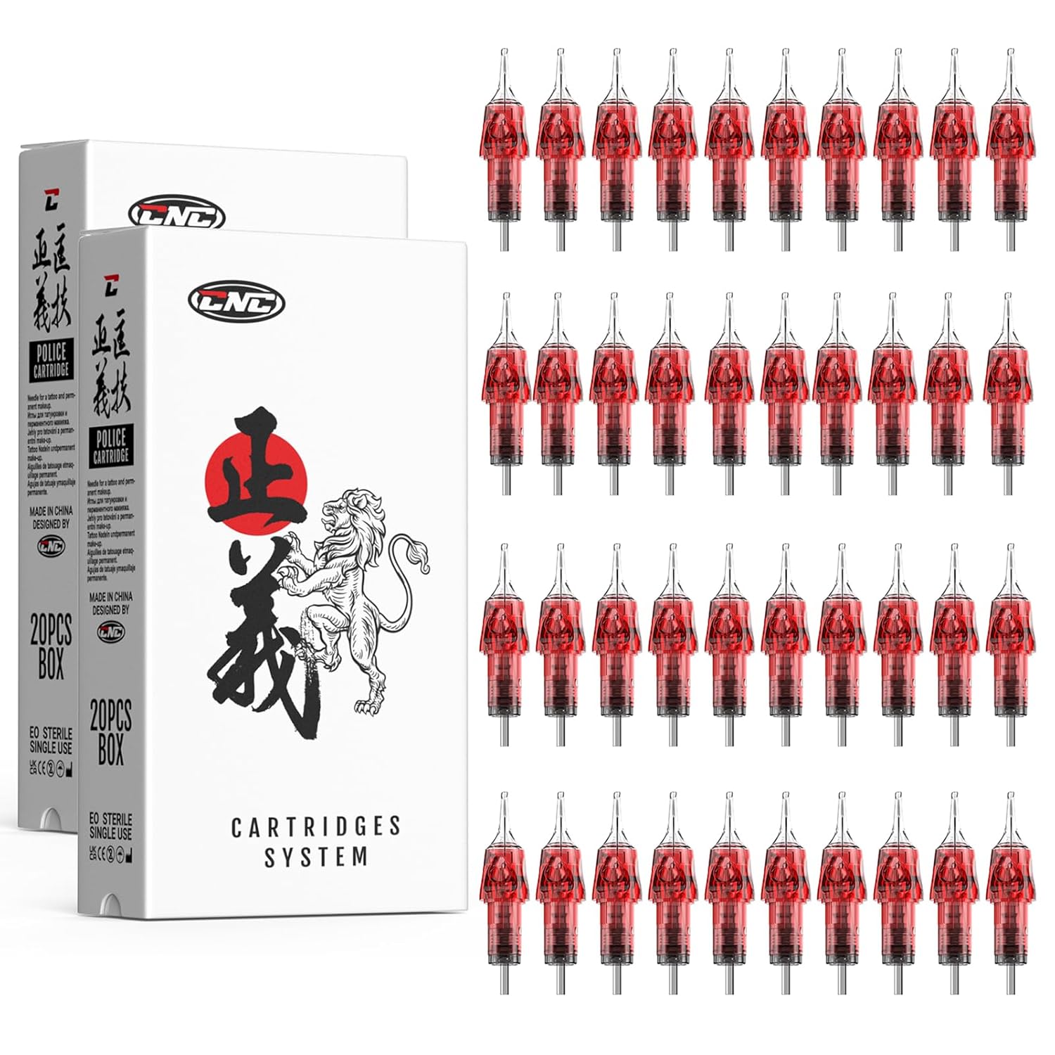 Set 40 ace de tatuat tip cartus, 4 tipuri modul ace 1203RL, 1205RL, 1207RL, 1209RL, din otel inoxidabil 316, pentru linii, contur, umplere, EN04X-40KIT-FF