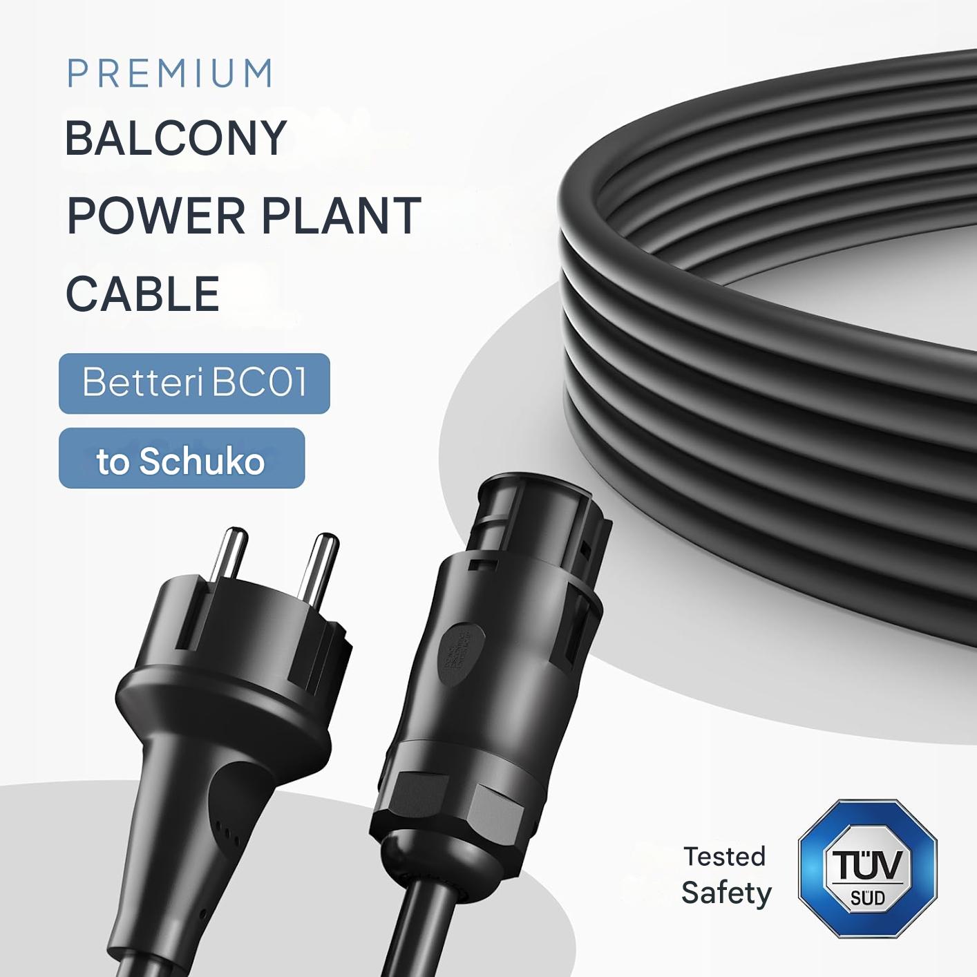 Cablu alimentare panouri fotovoltaice SEPO-LEITUNGEN BC01, Schuko (Tip F) la mufa BC01, 2 m, IP44/IP67, compatibil Deye, Envertech, TSUN, NEP, rezistent UV si temperaturi extreme