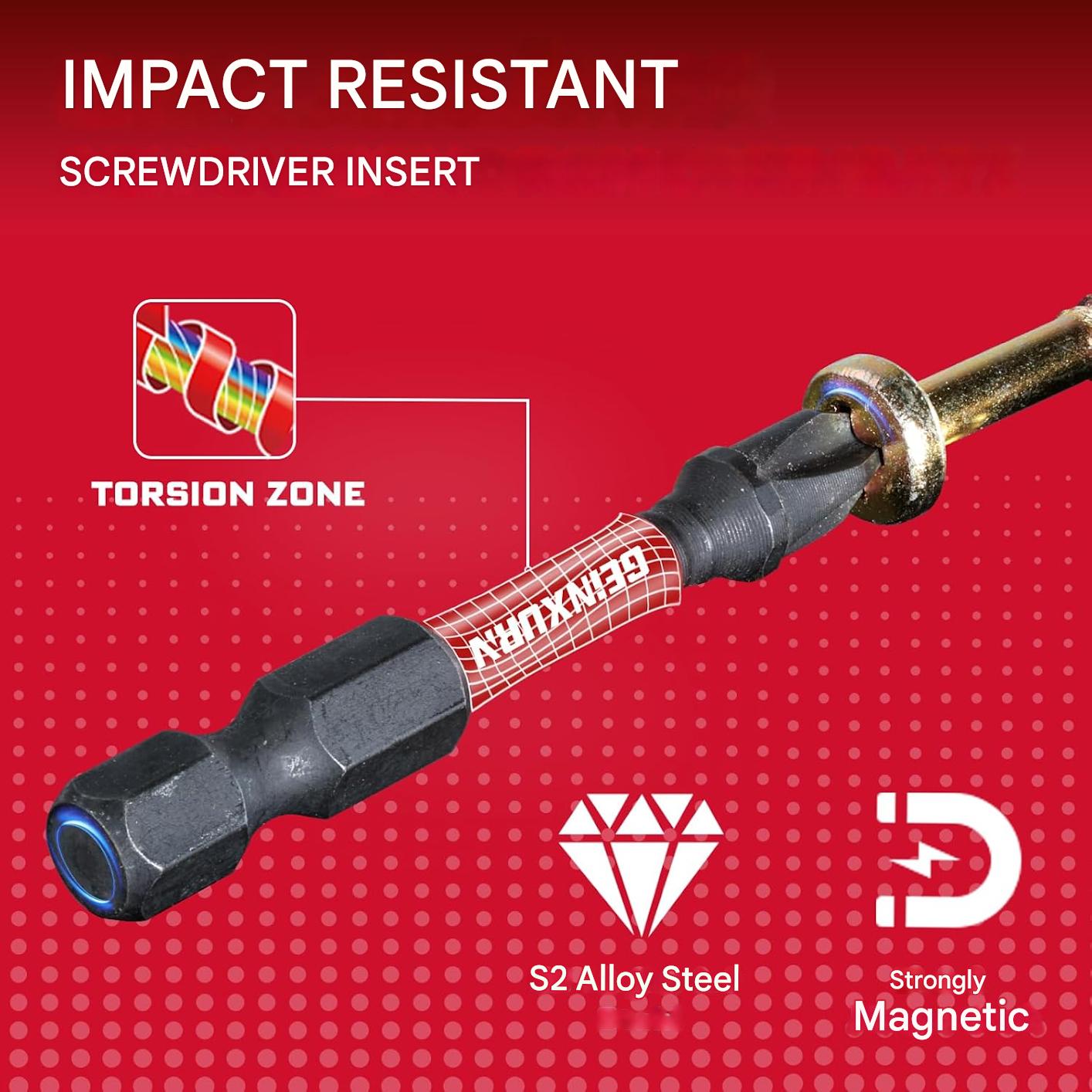 Set 50 biti surubelnita/bormasina – Otel S2 rezistent la impact, Torx, Hex, Phillips, Pozidriv, 50 mm, 1/4 inch, tija hexagonala magnetica, benzi moi colorate pentru depozitare