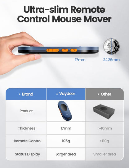 Mouse Air 3 Ultra cu control prin aplicatie, dispozitiv de miscare mouse ultra subtire cu functie de temporizator, afisaj LED, nedetectabil si silentios, simuleazasimuleaza miscarea cursorului