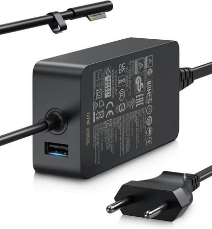 Incarcator tableta/laptop Surface Book 3/2/1, Surface Laptop Studio 2/1, Surface Pro 11/10/9/8/7+/7/6/5/4/3/X, Surface Laptop 7/6/5/4/3/2, Surface Go 4/3/2/1, 127W, 15V 8A, cu iesire USB, negru