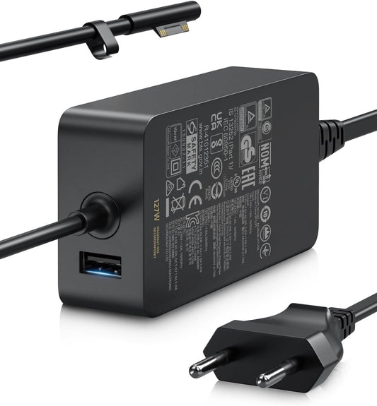Incarcator tableta/laptop Surface Book 3/2/1, Surface Laptop Studio 2/1, Surface Pro 11/10/9/8/7+/7/6/5/4/3/X, Surface Laptop 7/6/5/4/3/2, Surface Go 4/3/2/1, 127W, 15V 8A, cu iesire USB, negru