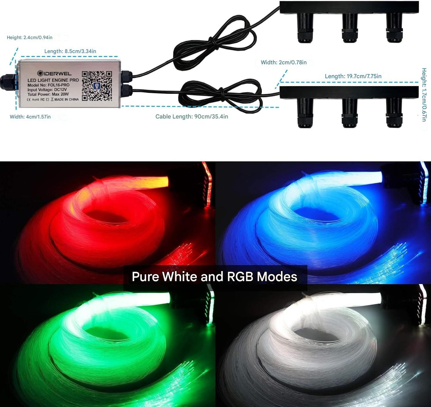 Kit fibra optica pentru masina/acasa instelat cu 600 de fire 0.75 mm de 3 metri, RGBW, masina de iluminat cu telecomanda si control prin aplicatie, mod muzical, Starry Sky