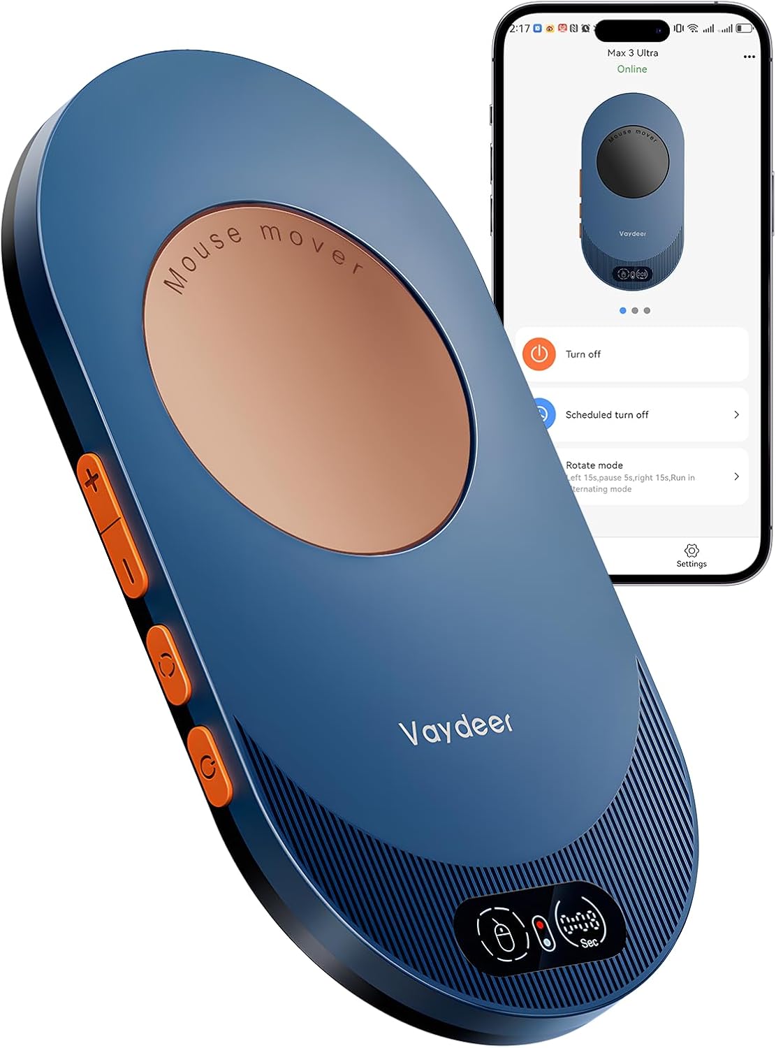 Mouse Air 3 Ultra cu control prin aplicatie, dispozitiv de miscare mouse ultra subtire cu functie de temporizator, afisaj LED, nedetectabil si silentios, simuleazasimuleaza miscarea cursorului