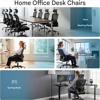 Scaun de birou ergonomic Coscendo, cu tetiera 3D reglabila si suport lombar, inclinare 90°–120°, cotiere rabatabile 90°, reglabil pe inaltime, rotativ cu roti silentioase, sarcina maxima 130 kg, negru