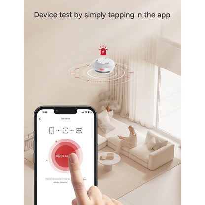 Set 6 detector de fum smart wireless cu statie de baza WiFi, senzor fotoelectric, alarma 85 dB, control prin aplicatie, 500 m raza interconectare, X-Smart