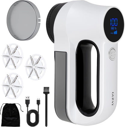 Aparat de curatat scame reincarcabil, cu display LED, cu 3 viteze, acumulator 2500 mAh, 10000 Rpm, lama cu 6 cutite, recipient colectare detasabil, universal