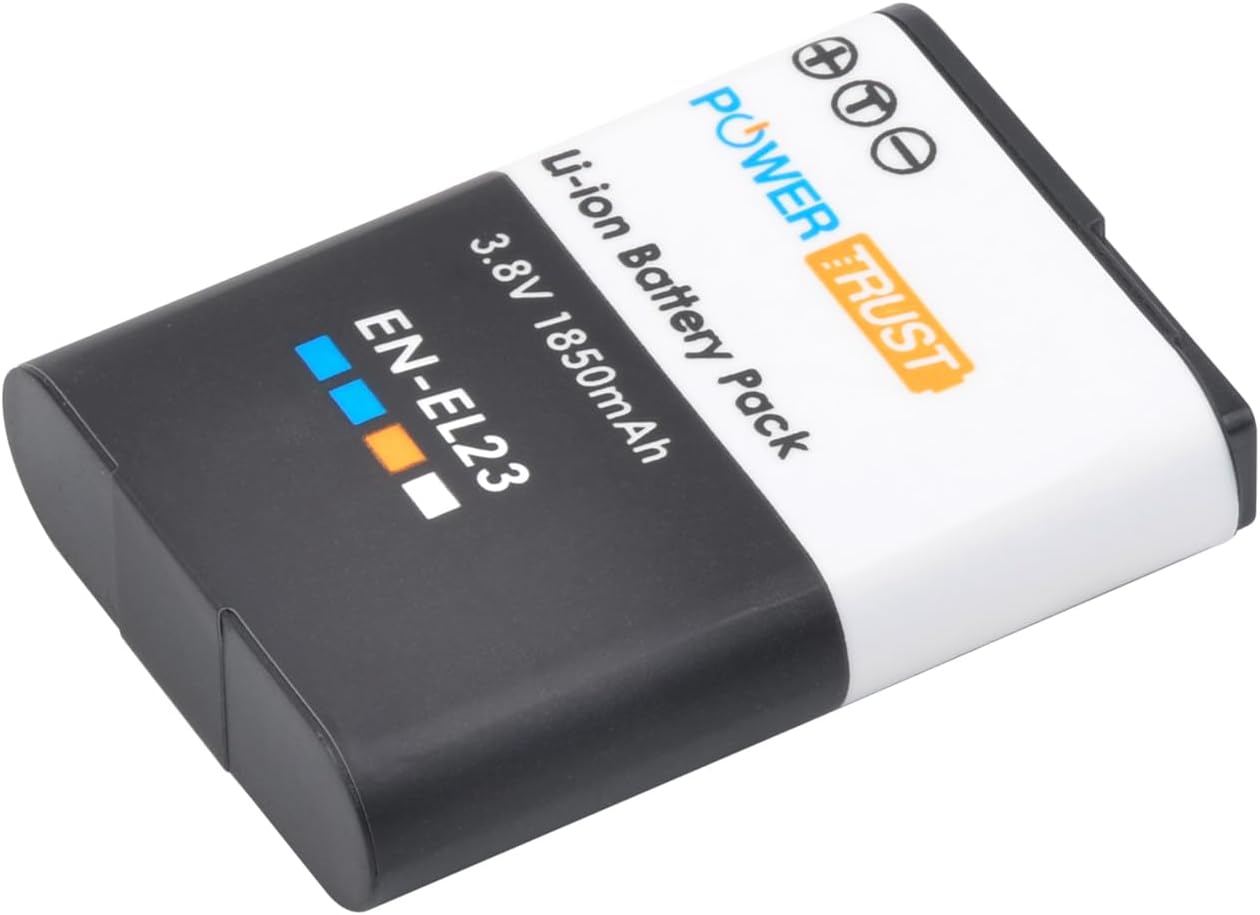 Set de 2 acumulatori EN-EL23 1850 mAh si incarcator dual, compatibil cu Nikon Coolpix P900 P600 P610 P610s P900s S810c B700